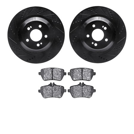 DYNAMIC FRICTION CO 8502-63059, Rotors-Drilled and Slotted-Black with 5000 Advanced Brake Pads, Zinc Coated 8502-63059